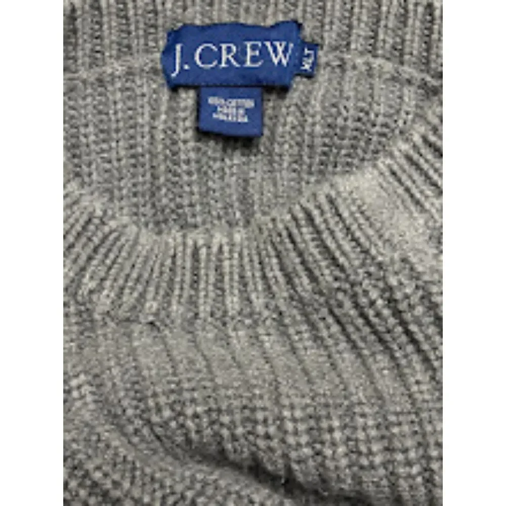 J.Crew Fisherman Rib Knit Sweater Mens XL Gray Crew Neck Cotton Pullover